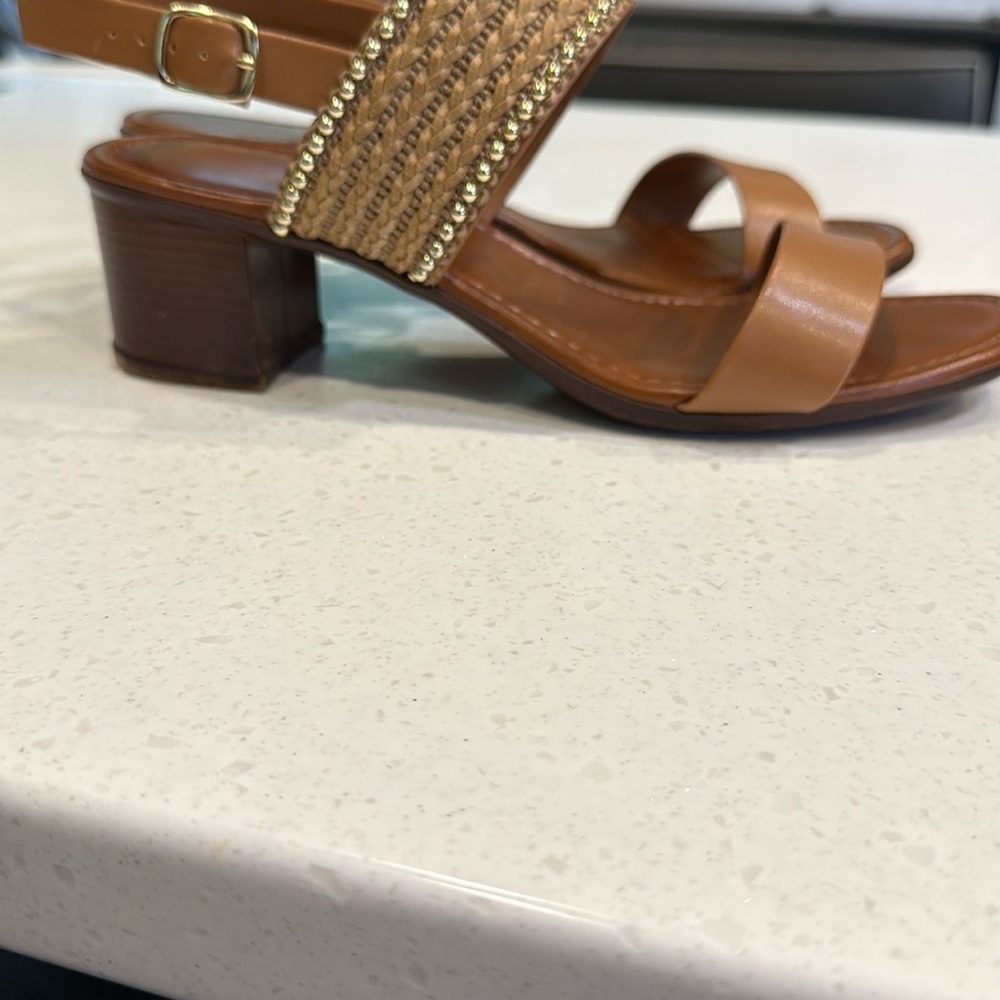 Italian Shoemakers Tan Sandals with Woven Texture